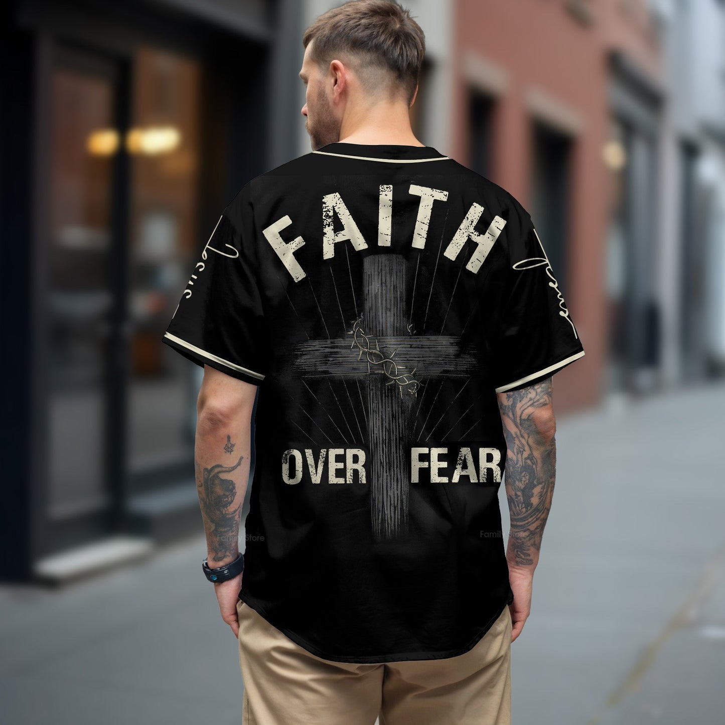 Faith Over Fear - Baseball Jersey - Christant Gift For Him for God, Jesus, Christian