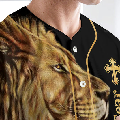 Faith Over Fear Lion King Jesus Black Baseball Tee Jersey Shirt Printed 3D