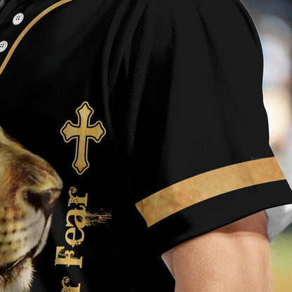 Faith Over Fear Lion King Jesus Black Baseball Tee Jersey Shirt Printed 3D