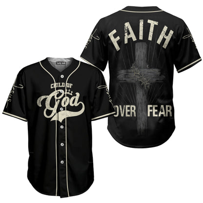 Faith Over Fear - Baseball Jersey - Christant Gift For Him for God, Jesus, Christian
