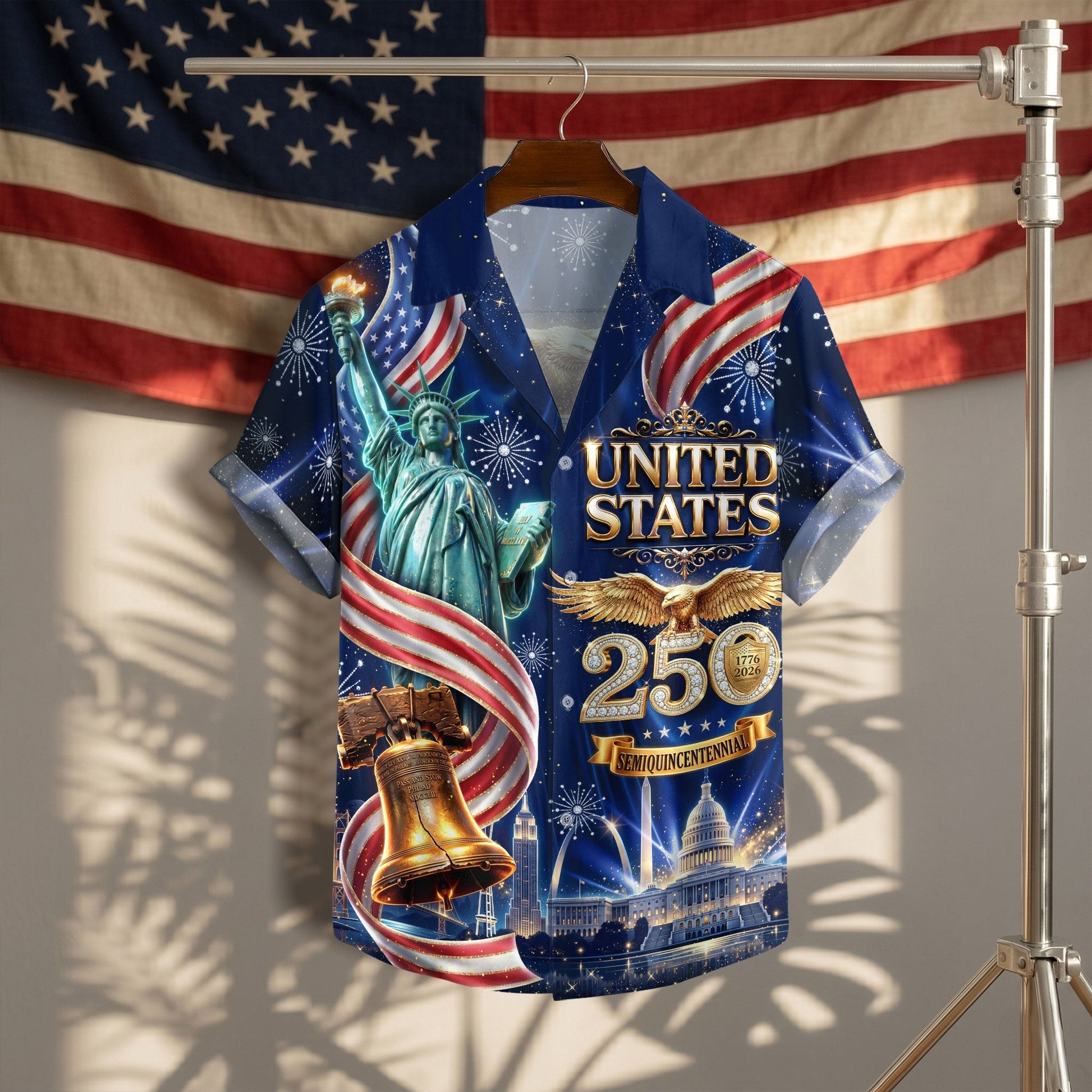 United States 250 Years Eagle Liberty Bell Hawaiian Shirt - Patriotic Gift For Him
