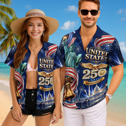 United States 250 Years Eagle Liberty Bell Hawaiian Shirt - Patriotic Gift For Him