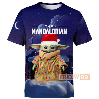  SW T-shirt SW Baby Yoda Christmas Light The Mandalorian T-shirt Cute SW Hoodie Sweater Tank 2025