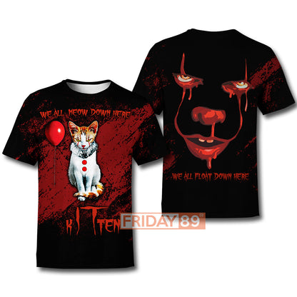  Horror Cat T-shirt We All MEOW Down Here T-shirt High Quality Horror Cat Hoodie Sweater Tank 2024