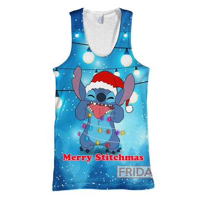Stitch T-shirt Merry Stitchmas Christmas Light T-shirt Cute DN Hoodie Sweater Tank