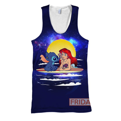 Stitch T-shirt Stitch And Mermaid Princess T-shirt High Quality DN Hoodie Sweater Tank