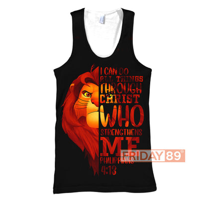 LK T-shirt Simba I Can Do All Things Through Christ Who Strengthens Me Shirt DN Hoodie Sweater Tank