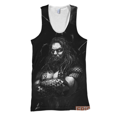  DC Aquaman Shirt Aquaman Black & White 3D Print Shirt Cool DC Aquaman Hoodie Sweater Tank