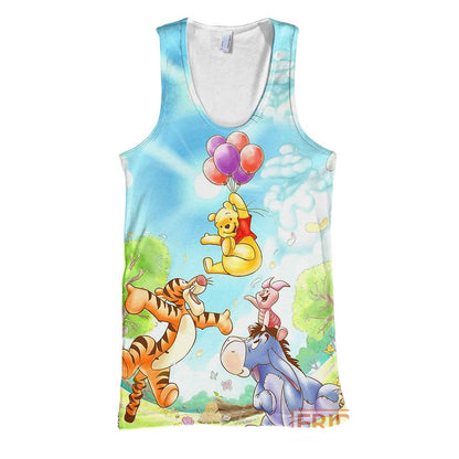 WTP T-shirt Pooh and Friends Tigger Eeyore Piglet Emoji Cartoon 3D Print T-shirt Amazing DN Hoodie Sweater Tank