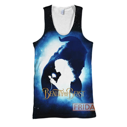 Beauty & The Beast T-shirt Beauty & The Beast Live-Action Movie Poster Art 3D Print T-shirt Amazing DN Hoodie Sweater Tank
