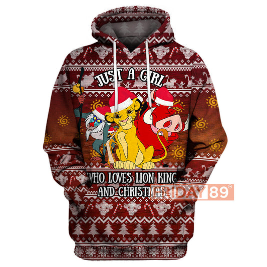 LK T-shirt Just A Girl Who Loves Lion King And Christmas T-shirt DN Hoodie Sweater Tank
