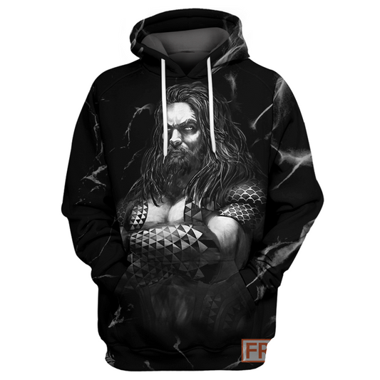  DC Aquaman Shirt Aquaman Black & White 3D Print Shirt Cool DC Aquaman Hoodie Sweater Tank