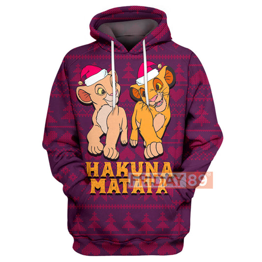 LK T-shirt Simba & Nala Christmas Pattern T-shirt Cute DN Hoodie Sweater Tank