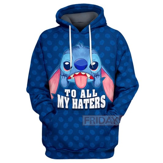 Stitch T-shirt Stitch To All My Haters Blue T-shirt Amazing DN Hoodie Sweater Tank
