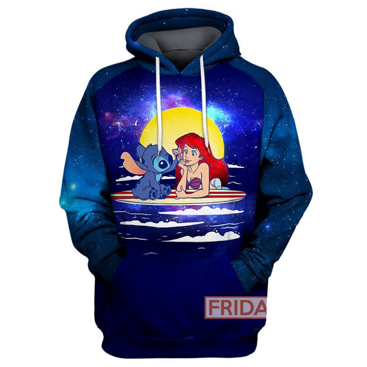 Stitch T-shirt Stitch And Mermaid Princess T-shirt High Quality DN Hoodie Sweater Tank