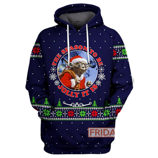  SW T-shirt Yoda The Season To Be Jolly It Is Christmas T-shirt Amazing SW Hoodie Sweater Tank 