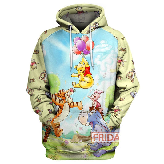 WTP T-shirt Pooh and Friends Tigger Eeyore Piglet Emoji Cartoon 3D Print T-shirt Amazing DN Hoodie Sweater Tank