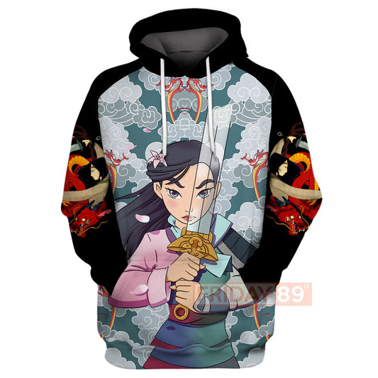 Mulan T-shirt Mulan Warrior Disney Princess Beauty Art Mushu T-shirt DN Hoodie Sweater Tank