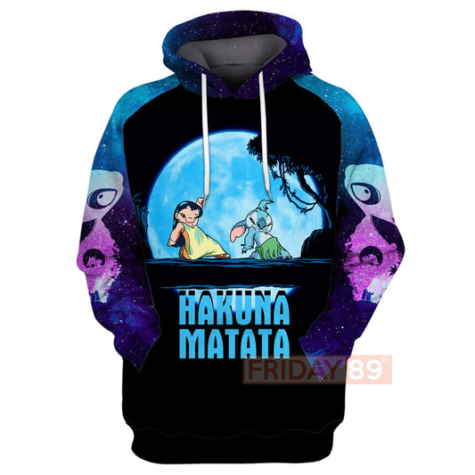 Stitch & Lilo T-shirt Walking In The Moon Hakuna Matata 3D Print T-shirt Cute DN Hoodie Sweater Tank