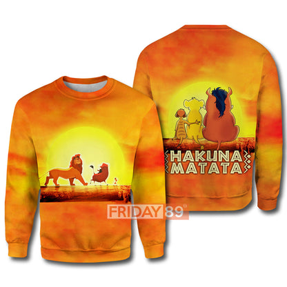 LK T-shirt Simba Timon Pumba Friends Sunset T-shirt High Quality DN Hoodie Sweater Tank