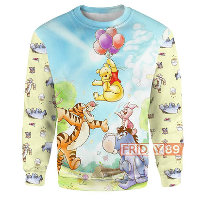 WTP T-shirt Pooh and Friends Tigger Eeyore Piglet Emoji Cartoon 3D Print T-shirt Amazing DN Hoodie Sweater Tank