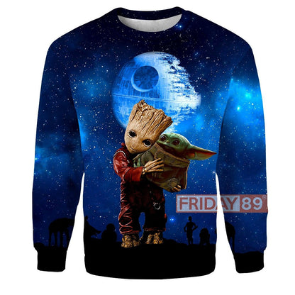  SW Groot T-shirt SW Groot And Baby Yoda All Over Print T-shirt Amazing SW Hoodie Sweater Tank 2023