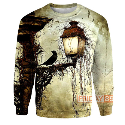 Gifury Raven Hoodie Poe The Raven Art Nevermore 3D Print Hoodie Cool Raven T-shirt Tank Sweater 2023