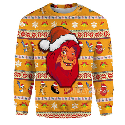 LK T-shirt Simba Wearing Santa Hat Christmas Pattern T-shirt Amazing DN Hoodie Sweater Tank