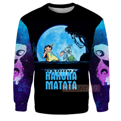 Stitch & Lilo T-shirt Walking In The Moon Hakuna Matata 3D Print T-shirt Cute DN Hoodie Sweater Tank