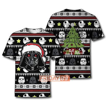  SW T-shirt D.Vader May The Force Be With You Christmas Pattern T-shirt SW Hoodie Sweater Tank 2024