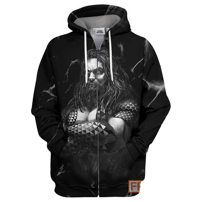  DC Aquaman Shirt Aquaman Black & White 3D Print Shirt Cool DC Aquaman Hoodie Sweater Tank