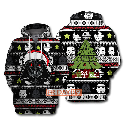  SW T-shirt D.Vader May The Force Be With You Christmas Pattern T-shirt SW Hoodie Sweater Tank 2025