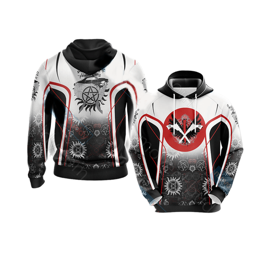 Supernatural Hoodie Supernatural Symbol Star Sun Hoodie Black White Unisex - Cozy Hoodie For Cold Weather