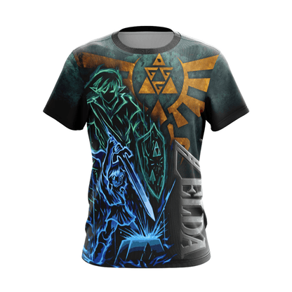 The Legend Of Zelda Hoodie Tiny And Dark Link With Master Sword T-shirt Green Unisex