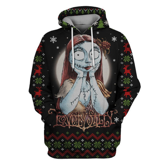 TNBC Hoodie Lovely Sally Christmas Pattern Black Hoodie 