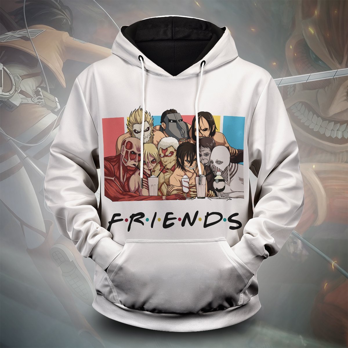  Attack On Titan Hoodie Nine Titans Friends White Hoodie Attack On Titan Apparel