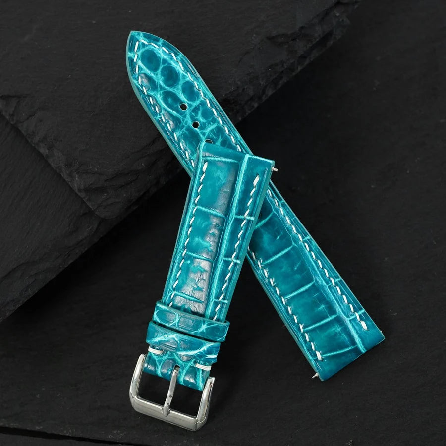 Aqua Patina Alligator Leather Watch Strap — original product photo
