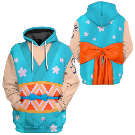 One Piece Hoodie One Piece Nami The Wano Country Arc Costume T-Shirt Blue Unisex - Trendy Gift For Men & Women