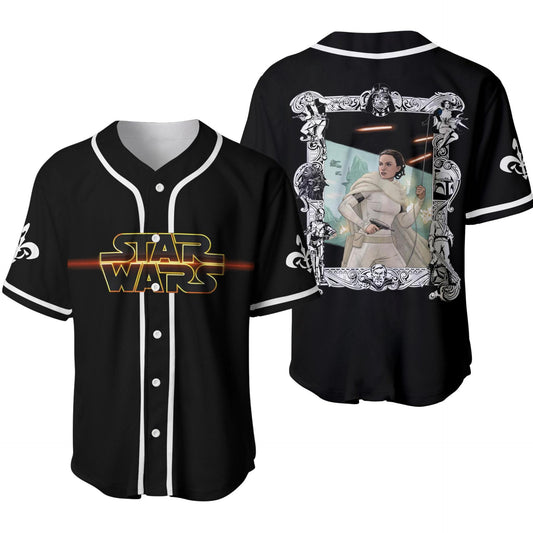 Star Wars Jersey Star Wars Padme Amidala Character Frame Graphic Naboo Symbol Black Jersey Shirt Baseball