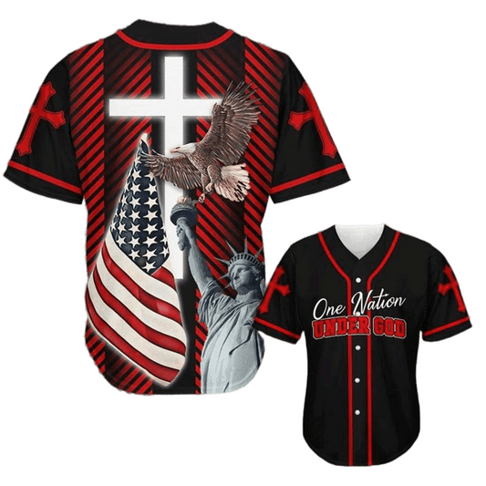 Independence Day Jersey One Nation Under God Independence Day Red Black Jersey Shirt for Men 04th of July Baseball