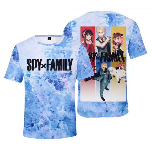 Spyxfamily T-Shirt Spyxfamily Forger Members Tie Dye Pattern T-Shirt Blue Unisex - Trendy Gift For Men & Women