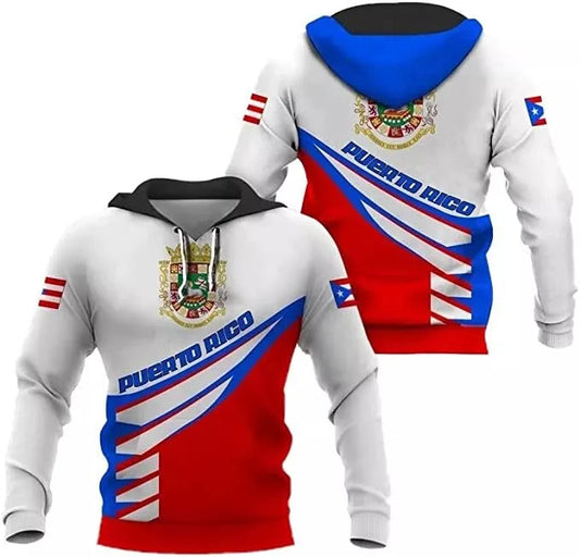 Puerto Rico Hoodie Coat Of Arms Of Puerto Rico Hoodie Red Blue Unisex - Cozy Hoodie For Cold Weather