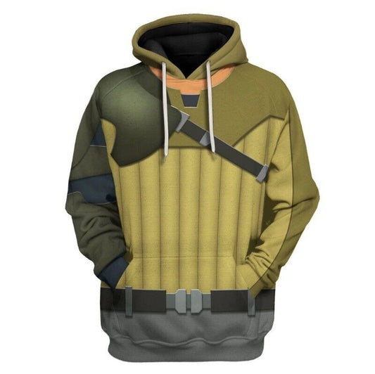 Starwars Hoodie Starwars Kanan Jarrus Costume Hoodie Green Unisex