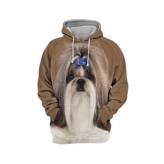 Dog Hoodie Shih Tzu Dog Face Hair Graphic Hoodie Brown Unisex - Cozy Hoodie For Cold Weather