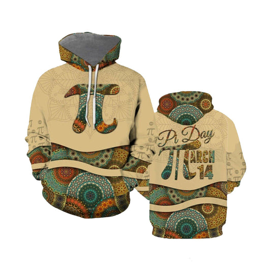 Pi Hoodie March 14 Vintgae Mandala Pi Day Hoodie Math Hoodie Colorful Unisex - Cozy Hoodie For Cold Weather