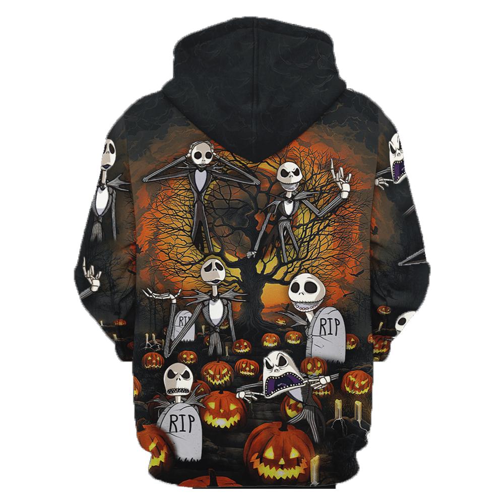  DN Halloween Hoodie Many Jack Skellington in Graveyard Halloween Night Hoodie