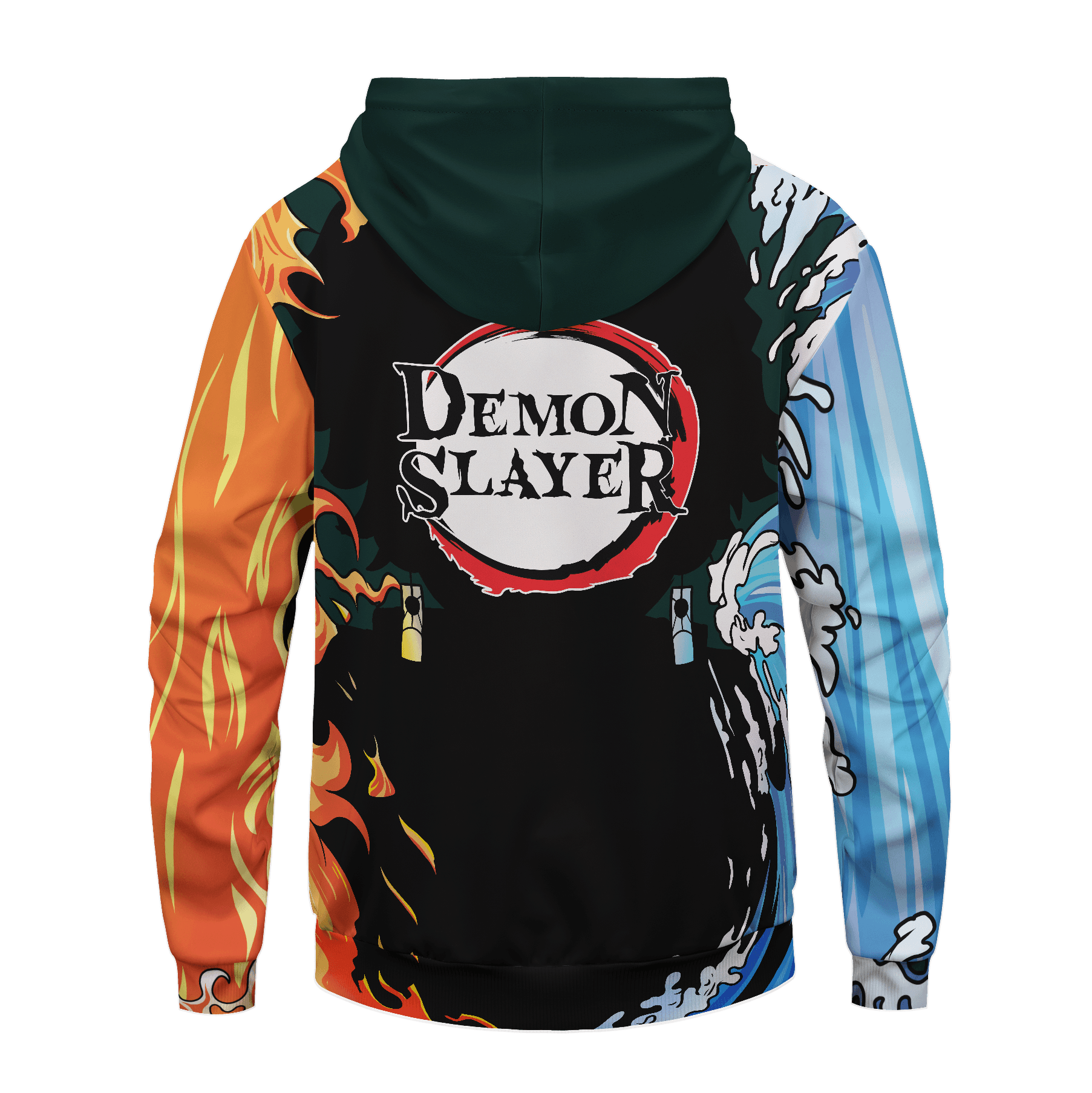  Demon Slayer Hoodie Tanjiro Kamado Water Fire Kimetsu No Yaiba Logo Hoodie Demon Slayer Apparel