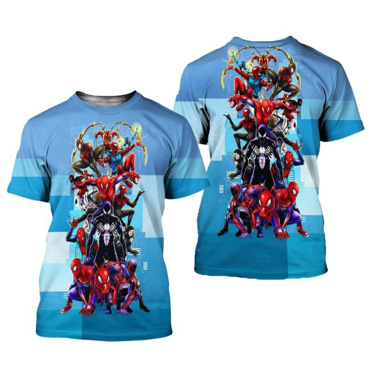 Spiderman Hoodie Marvel Spiderman All Dimensions Graphic T-Shirt Blue Unisex - Trendy Gift For Men & Women