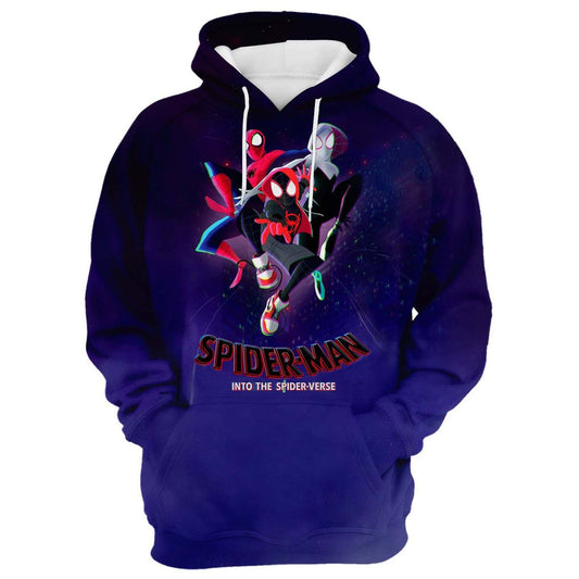 Spiderman Hoodie Marvel Spidermans Into The Spider-Verse Hoodie Blue Unisex - Cozy Hoodie For Cold Weather