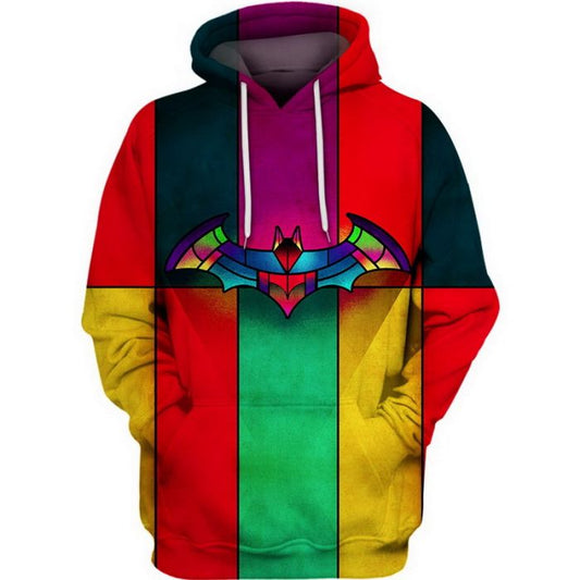 Batman Hoodie Dc Stained Glass Batman Symbol Hoodie Colorful Unisex - Cozy Hoodie For Cold Weather